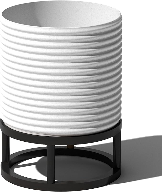 Veradek Mod Series Raised 13" Short Planter for Patio & Backyard | Durable Plastic-Stone Material w/Wooden Stand | Modern Décor for Plants & Flowers