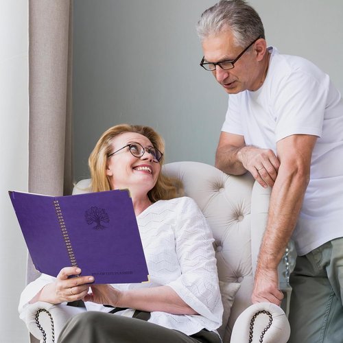End of Life Planner - Spiral Estate Planning Organizer for Seniors | Large Print, 7.9"x10.4", Purple