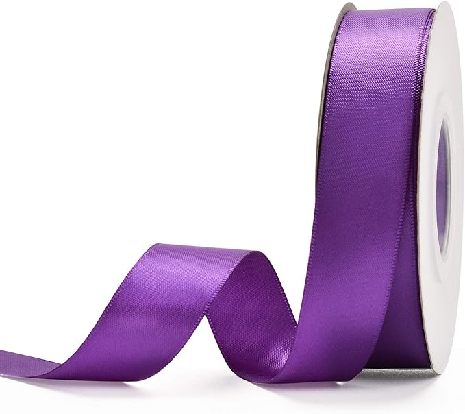 YAMA Purple Double Face Satin Ribbon - 7/8 Inch 25 Yards Purple Silk Ribbons for Crafts Gift Wrapping Wreaths