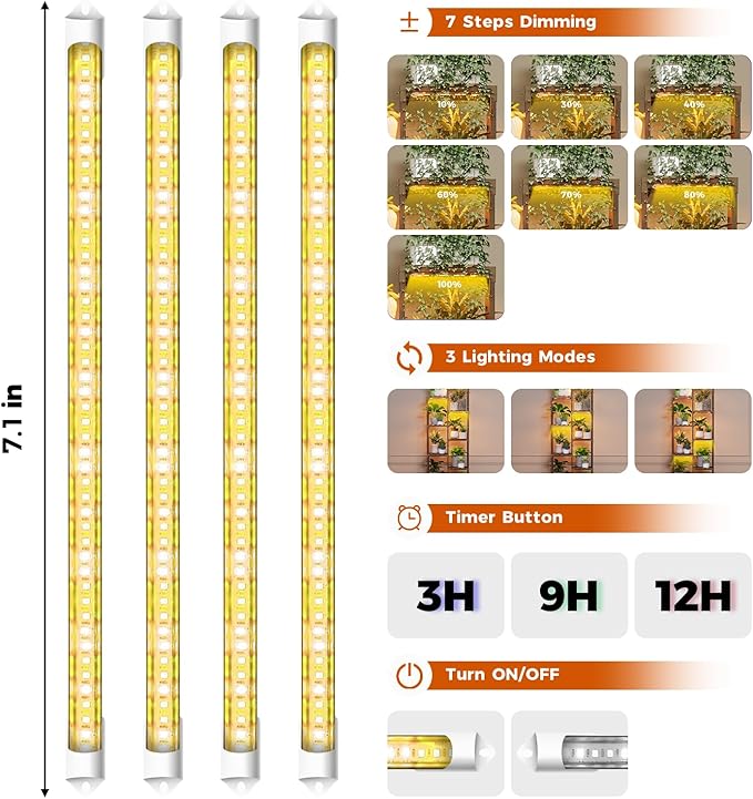 Bamworld Plant Stands with Grow Lights Indoor 4 Sets Plant Shelves Outdoor Wooden Plant Holder for Multiple Plants Flower Stands for Living Room Balcony Garden Patio Lawn Window