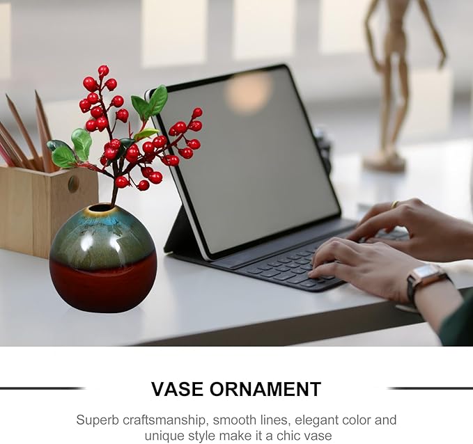 Zerodeko Minimalist Glazed Ceramics Vase Elegant Porcelain Flower Container for Hydroponic Plants and Dry Flowers Home Office Decor
