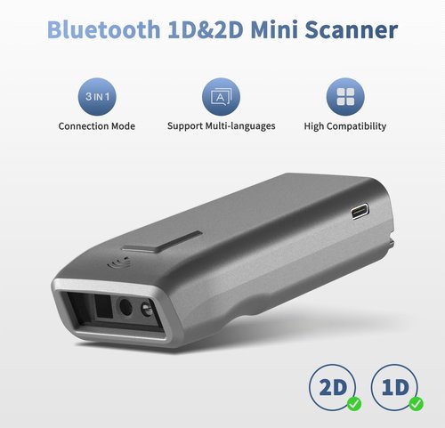 NetumScan Mini Bluetooth Barcode Scanner - 3-in-1 Wireless 1D/2D Reader for POS & Mobile Devices