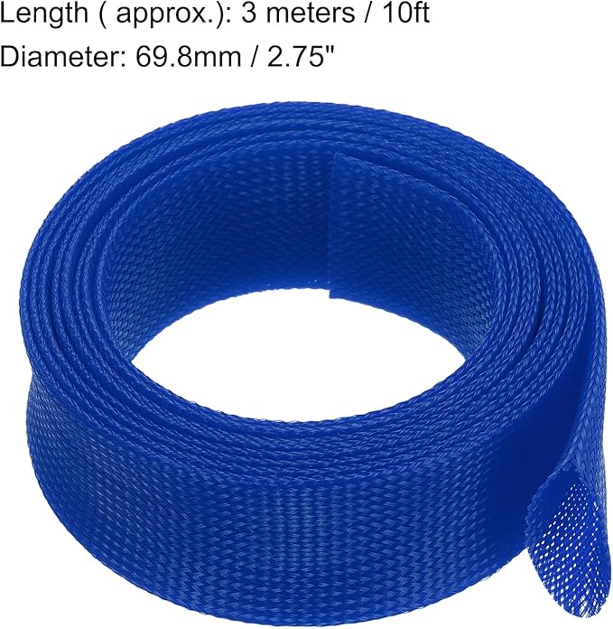 uxcell Expandable Sleeving,2 3/4-inch 10ft Cable Sleeve, Blue