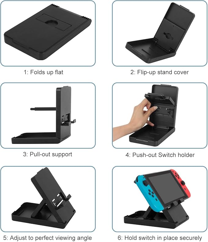 Y.D.F Stand for Nintendo Switch Compact Foldable Multi Angle Holder Play Stand Compatible with Switch/Lite/OLED IPad iPhone Samsung Galaxy Tab Android Phones Tablets E-Reader