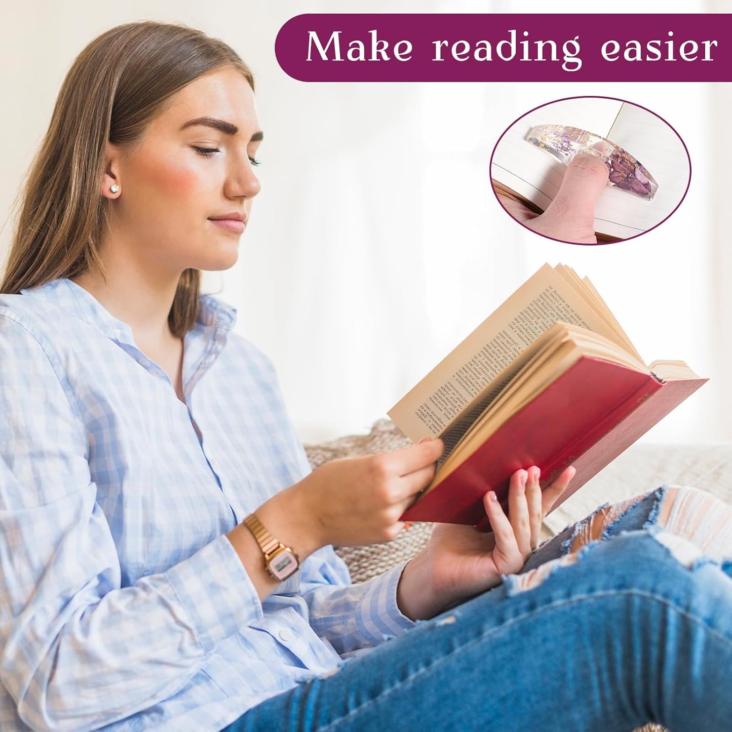 Skiennix Transparent Bookmark Set - 4 Pcs Dried Flower Resin Book Page Holders | Perfect Gift for Readers