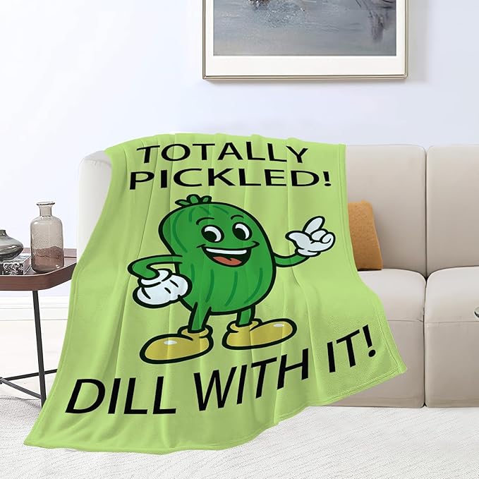 Pickle Blanket Cute Pickle Throw Blanket Vegetable Soft Cozy Fleece Fuzzy Stuffed Plush Flannel Gifts for Girls Women Boys Kids Adults 50"X60"