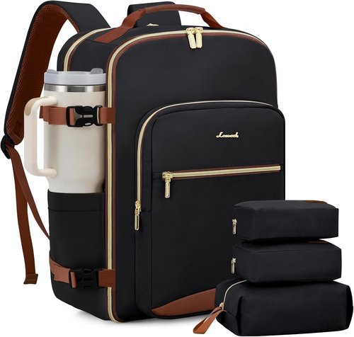 LOVEVOOK 50L Travel Backpack - Airline Approved Carry-On Luggage with 3 Packing Cubes & Waterproof Design