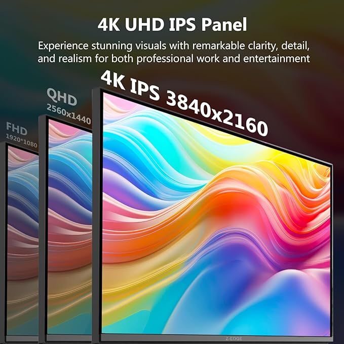 4K Monitor, Z-Edge 27 inch IPS Monitor, UHD 3840x2160 IPS Computer Monitor, 450 cd/m², 160Hz Refresh Rate, 1ms Response Time, G274K Ultra-Thin Bezel