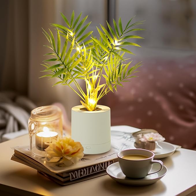 WSYEAR Artificial Lighted Areca Palm Tree Lamp Night Light for Womens Christmas Birthday Gifts, DIY Bonsai Decor, Perfect Ideal for Ambiance Wedding Party Bedroom Bar Coffee Shop Decor Light