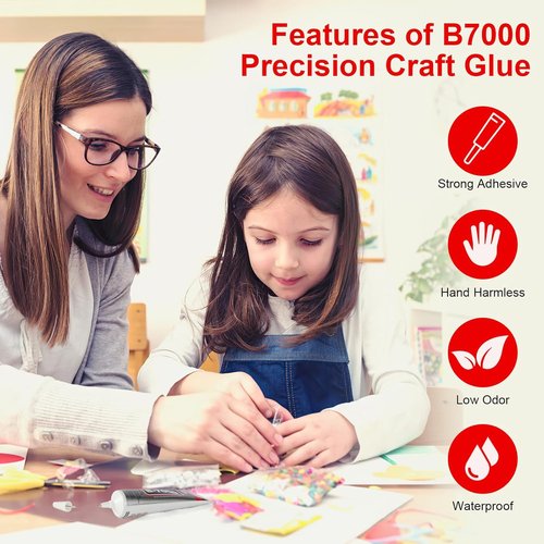 B7000 Clear Glue - Precision Tip Adhesive for Rhinestones, Jewelry & Crafts | 50ML (1.68 fl. oz)