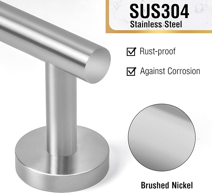 HITSLAM Brushed Nickel 30 Inch Towel Bar for Bathroom, SUS304 Stainless Steel Bathroom Towel Rack Wall Mounted, Modern Home Decor Bath Towel Holder with Hardware Accessories (Total Length 31.6 Inch)