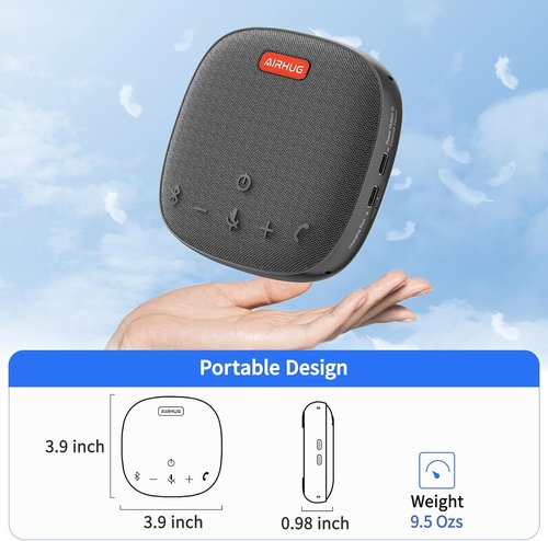 AIRHUG Bluetooth Conference Speaker - 360° Voice Pickup, Advanced Noise Reduction, USB-C | Compatible with Zoom & MS Teams
