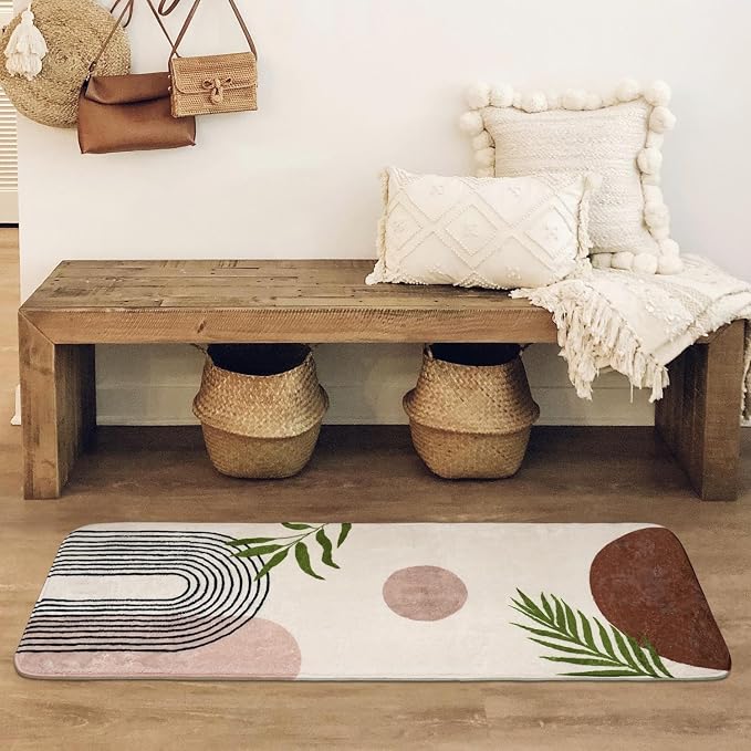 Boho Bathroom Runner Rug Non Slip, Large Long Bathroom Rugs Cute Bath Mat for Bedroom Hallway Kitchen, Soft Plush Washable Shower Rug