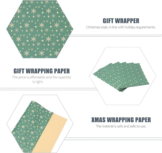 GALPADA 5pcs Vintage Christmas Wrapping Paper Kraft DIY Present Packaging for Bouquet Seasonal Festival Celebration