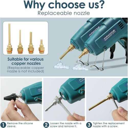MAXDONE Hot Glue Gun Kit - Heavy Duty 100W Full Size Craft Glue Gun with 12 Glue Sticks (0.43" x 8")