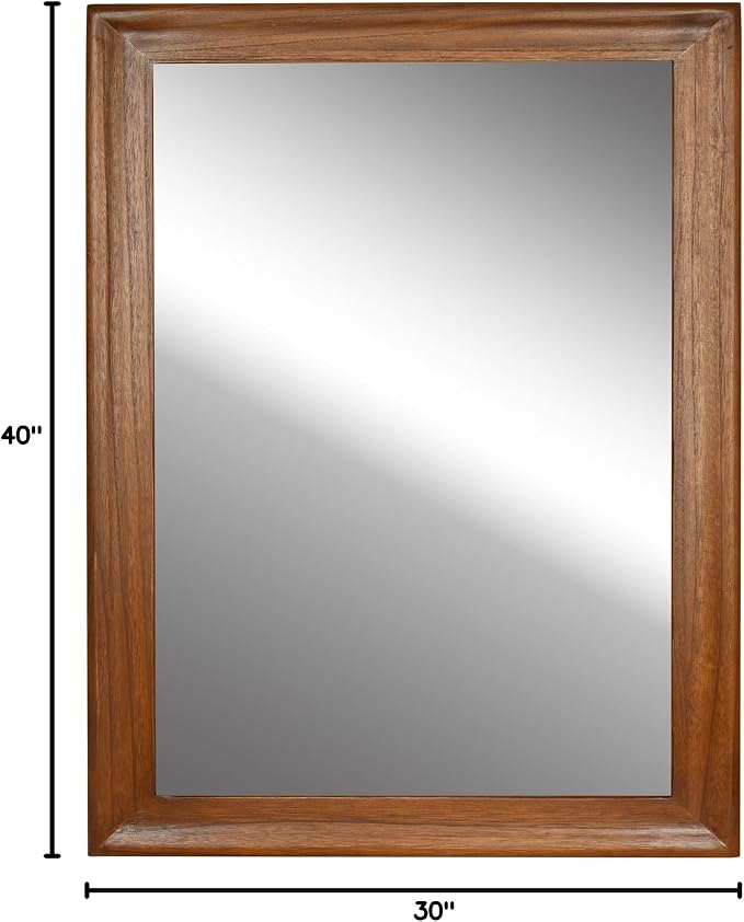 CULER Rustic Wood Wall Mirror for Bathroom,Rectangle Large 30 x 40 inch Hanging Mirrors with Wooden Frame for Living Room,Bedroom,Entryway(Walnut Brown)