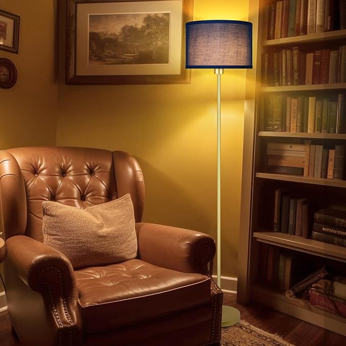 Floor Lamp Blue, Standing Lamp, Modern Stand Up Light with Lampshades, Foot Pedal, 59" Tall, Bright Pole Lamps for Living Room, Bedroom, Office, Nightstand, Kids' Gift, Gold Lamp(E26, Without Bulb)