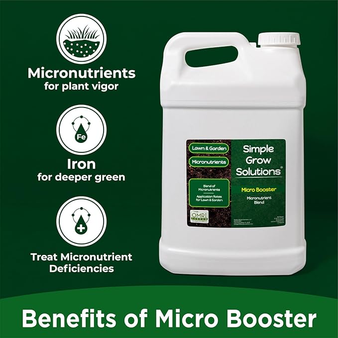 Micronutrient Booster- Complete Plant & Turf Nutrients- Simple Grow Solutions- Garden & Lawn Fertilizer- Grower, Gardener- Liquid Food for Grass, Tomatoes, Flowers, Vegetables (2.5 Gallon)