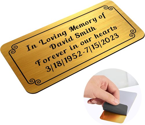 Engraved Name Plates for Urns - Custom Brass Plaque | 2" x 4" Personalized Trophy Plate - Gold