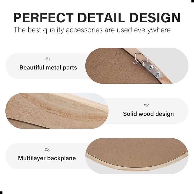 CONGUILIAO 24Inches Round Mirror Wood Wall Mirrors Decorative Circle Mirror, Nature Big Bathroom Large Vanity Mirrors for Living Room Bedroom Entryway Farmhouse