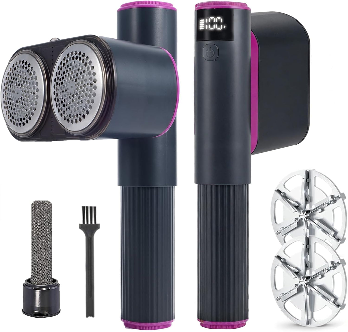 Skiennix Fabric Shaver - 2-in-1 Rechargeable Lint Remover with LED Display & Dual Heads | 6-Leaf Blades