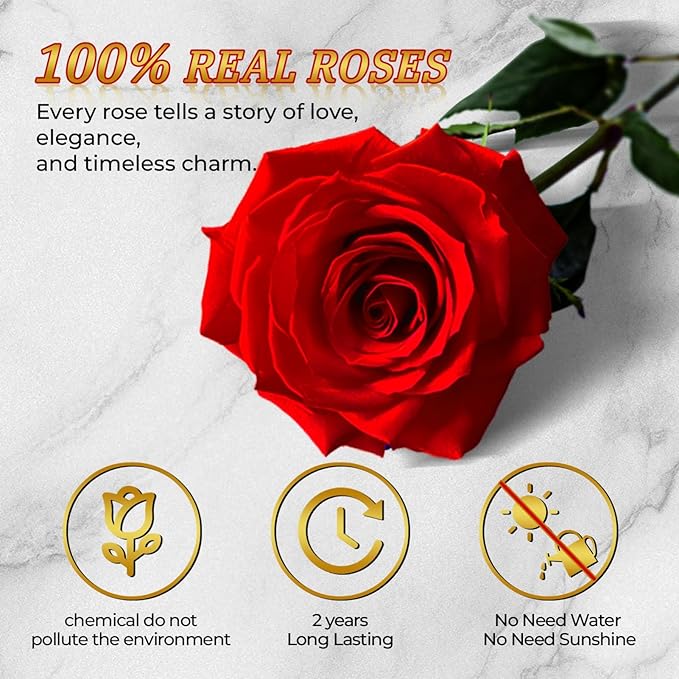 Forever Red Roses in a Heart Shaped Box 16 Preserved Flowers for Delivery 100% Real Quality Immortal Flower Eternal Birthday Graduation Gifts Home Deco for Her Mom Women Wife Girlfriend (Heart-Red)