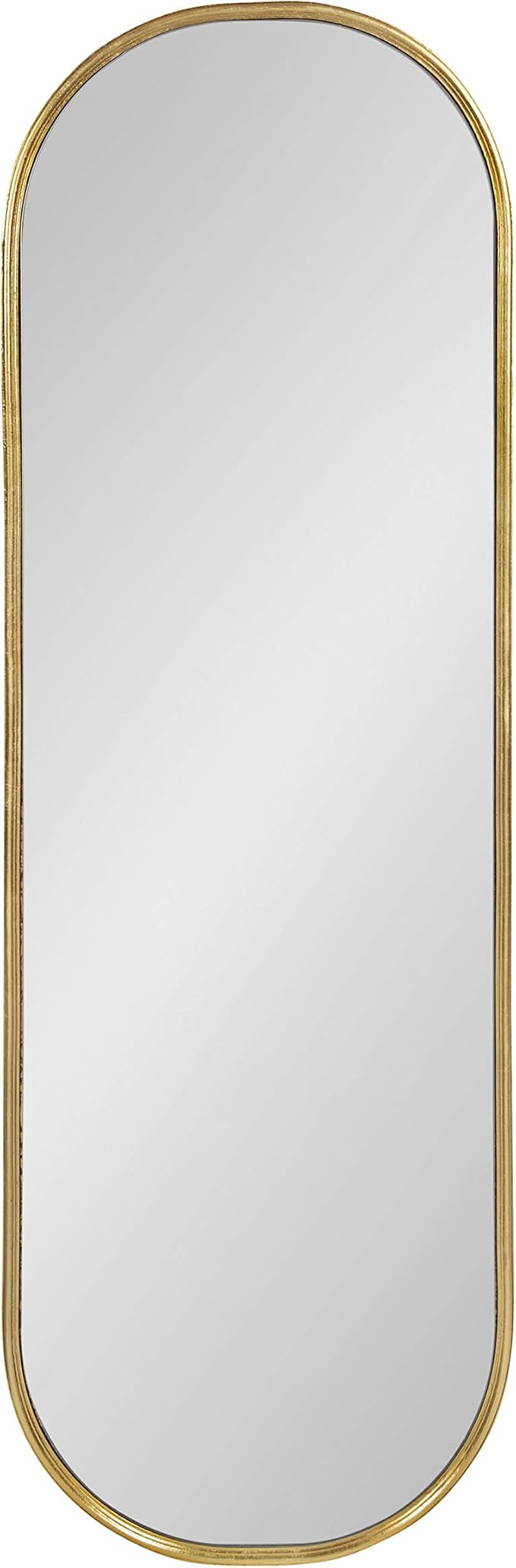 Kate and Laurel Caskill Mid-Century Oval Mirror, 16" x 48", Gold, Capsule-Shaped Accent Mirror for Entryway, Living Room, or Bathroom