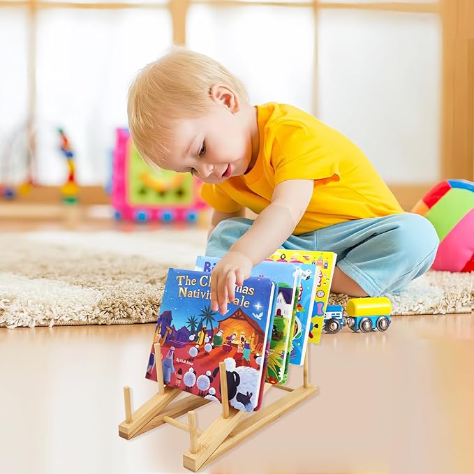 2 PCS Bookshelf For Kids Room, Toddler Bookshelf, Mini Bookshelf, Desktop Shelf, Nursery Book Shelves, Wooden Kids Book Shelf Organize Storage Rack For Living Room, Bedroom, Home Office (Natural)