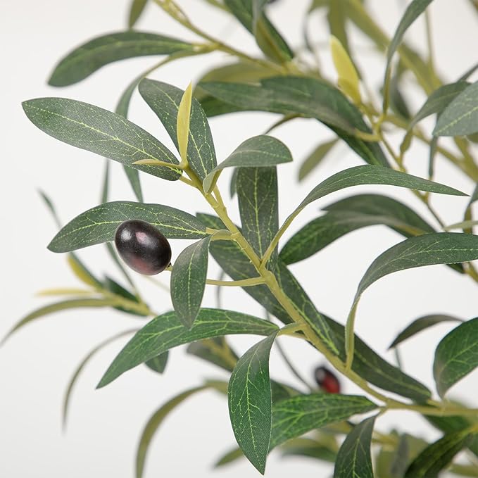 Tall Faux Olive Tree，6Ft(72in) Realistic Texture Potted Silk Artificial Olive Tree， Fake Olive Trees Indoor Outdoor for Home Office Living Room Bedroom Foyer Porch Decor.