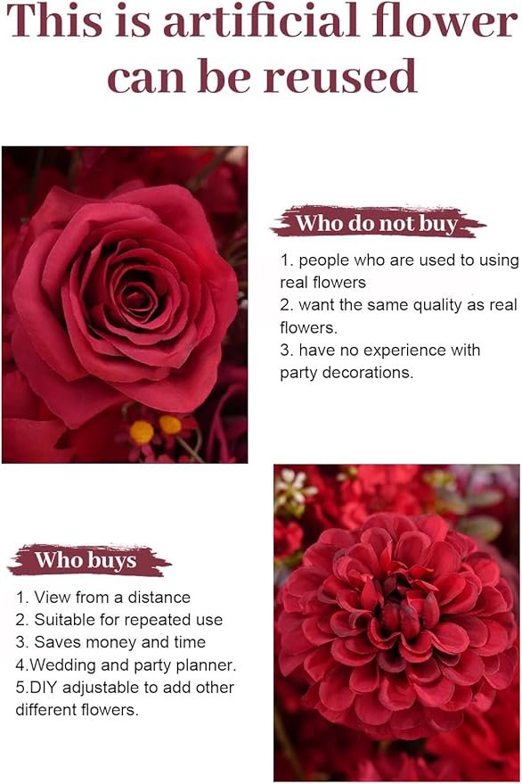 2pcs 19inch Red Free Standing Flowers Ball Bouquet Artificial Rose Arrangements Balls for Wedding Centerpieces Tables Chair Aisle Runner Flowers Decorations