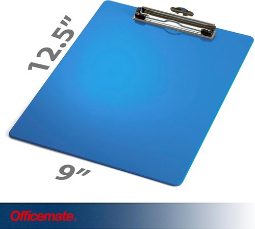 Officemate Plastic Clipboard - Letter Size, Arctic Blue | Pack of 12 for Office Organization