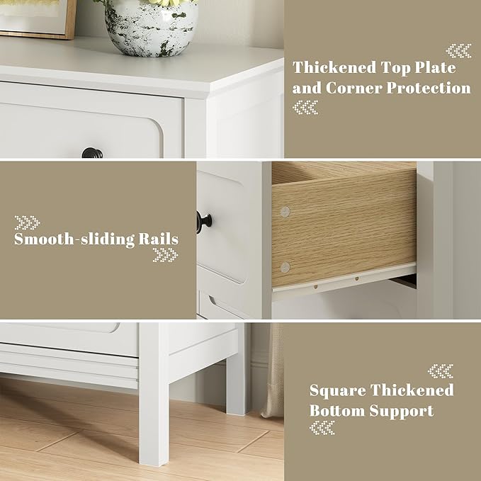CARPETNAL White Dresser for Bedroom, 55" Wide 8 Drawer Dresser with Metal Handles and Deep Drawers, Modern Large Wood Chest of Drawers for Living Room, Hallway.