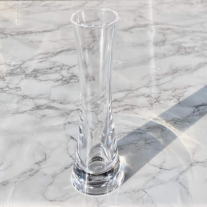 KLIFA- Small Acrylic Round Bud Vase, Shatterproof, High Transparency, Plastic Single Stem Vase, Clear, Hight 7.52 inch, 3 pc