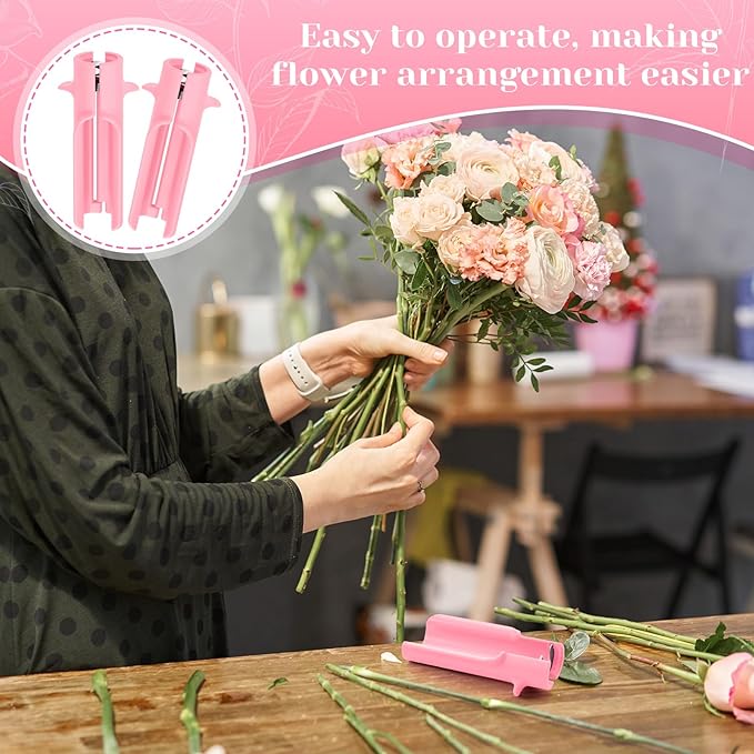 Lasnten 2 Pcs Rose Thorn Stripper Tool Thorn Remover for Roses Leaf Stripper Tool Flower Stem Cleaner Cutter to Removal Leaf for Home Flower Shop Gardening Floral Arrangement (Pink)