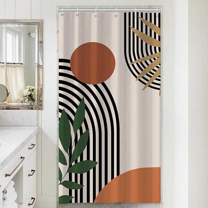 Stall Boho Shower Curtain for Bathroom Mid Century Modern Bohemian Abstract Geometric Fabric Waterproof Bathroom Shower Curtains Set 36x72 Inch