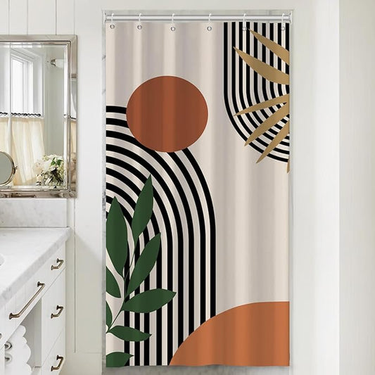 Stall Boho Shower Curtain for Bathroom Mid Century Modern Bohemian Abstract Geometric Fabric Waterproof Bathroom Shower Curtains Set 36x72 Inch