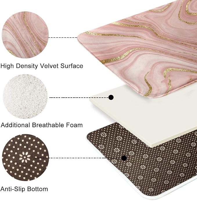 Britimes Bath Mat for Bathroom Marble Washable Floor Rug Carpets Floor Mat Bathroom Decorations 20x32 inches for Kitchen Indoor