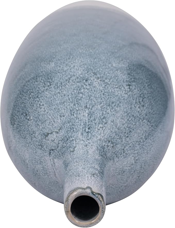 Tall Ceramic Vase for Home Decor – Decorative Accent for Living Room, Office, and Room Decor – Two Tone Bottle Shape Flower Vase for Bedroom, House, or Table Display – 27" Blue & White