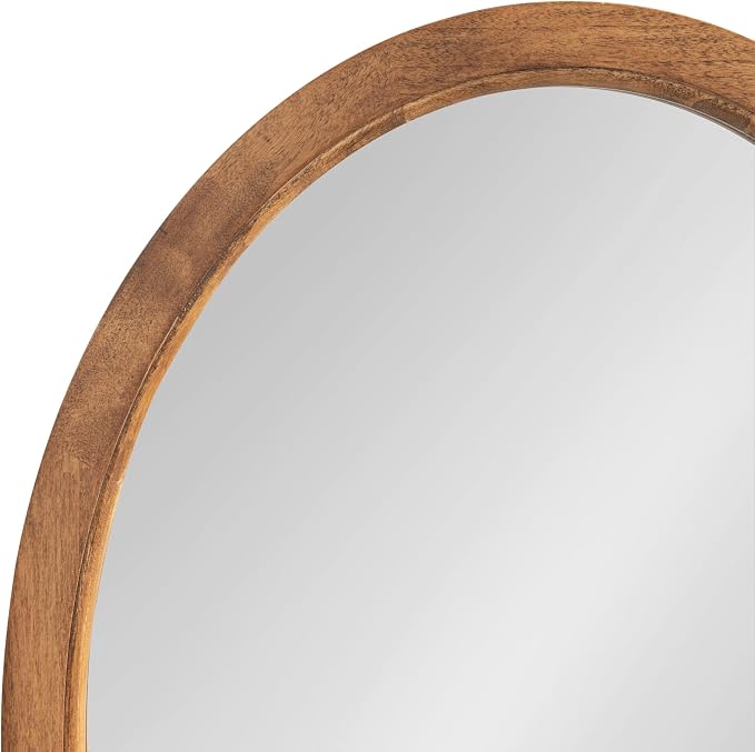 Kate and Laurel Hogan Farmhouse Oval Framed Wall Mirror; 18 x 24; Natural Rustic; Decorative Traditional Wood Mirror with Soft Curvature and Oval Shape