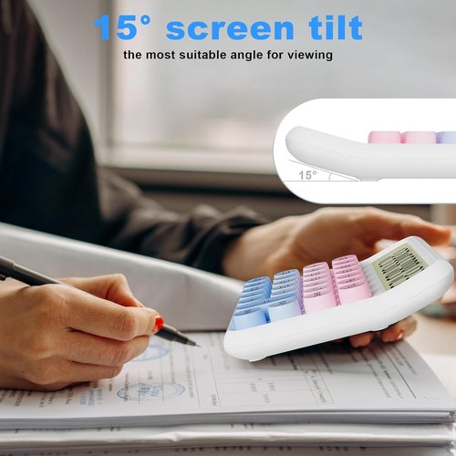 DECKLIT Battery Desk Calculator - 12-Digit Extra Large LCD Display | Easy-to-Press Big Buttons, 15° Tilt Screen