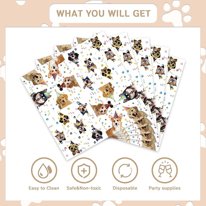 48Pcs Cute Dog Birthday Party Decorations Tableware Inculde Plates Napkins Forks for Birthday Pet Party and more party Serve 16 Guests