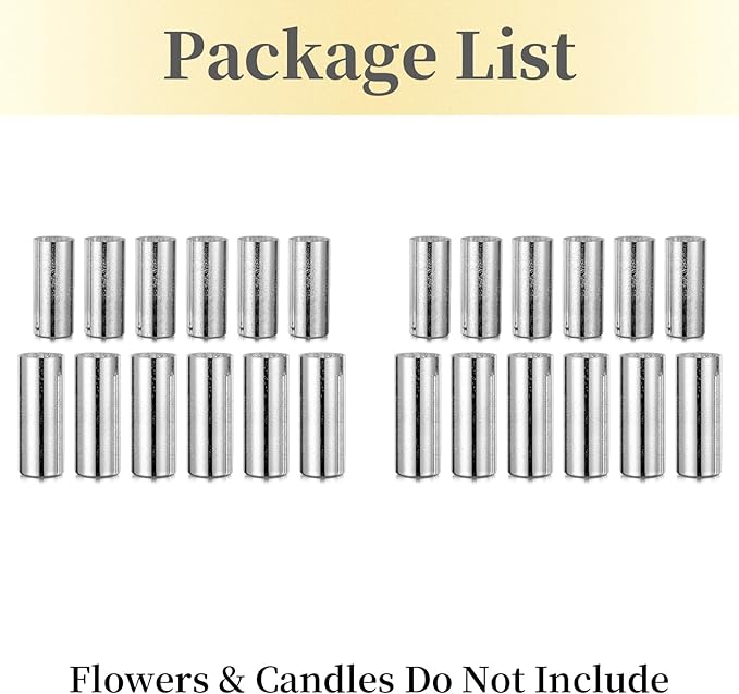 Glass Cylinder Vases Set of 24, Hewory Glittery Silver Vase for Centerpieces, Glass Hurricane Candle Holders for Pillar Floating Candle, Tall Round Vase for Wedding Anniversary Events Home Table Decor
