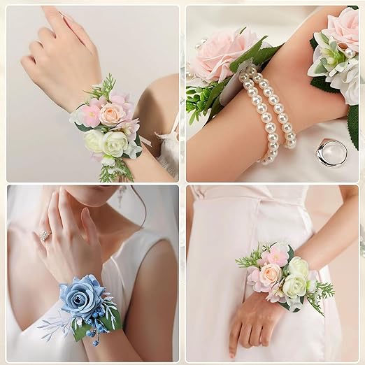 Floral Tape and Boutonniere Kit with Green Floral Tape, Floral Wire, Boutonniere Flower pin, Wire Cutter and Elastic Pearl Wrist Corsage Bands for Bouquet Supplies
