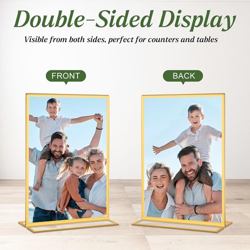 Gold Acrylic Sign Holders by [Brand Name] - 8 Pack | Double-Sided 8.5x11 Inch Table Display Frames for Weddings & Events