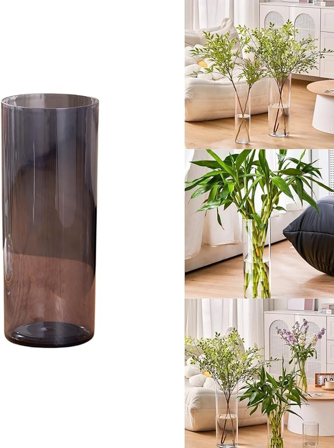Clear Acrylic Flower Vase, Modern Unbreakable Decorative Cylinder Vase for Wedding Bouquets, Centerpieces, and Home Decor - 10cm Diameter, 20cm Height