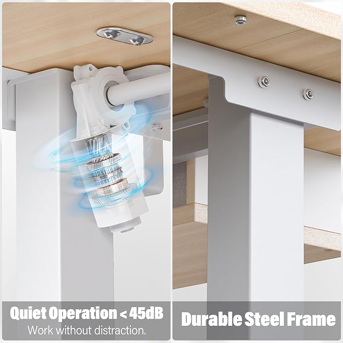 Electric Standing Desk with 4 Drawers 55''x 24'' Adjustable Height Sit to Stand Up Desk with Storage Shelf, C-Clamp Mount Compatible Black Home Office Desks Computer Gaming Table Ergonomic Workstation