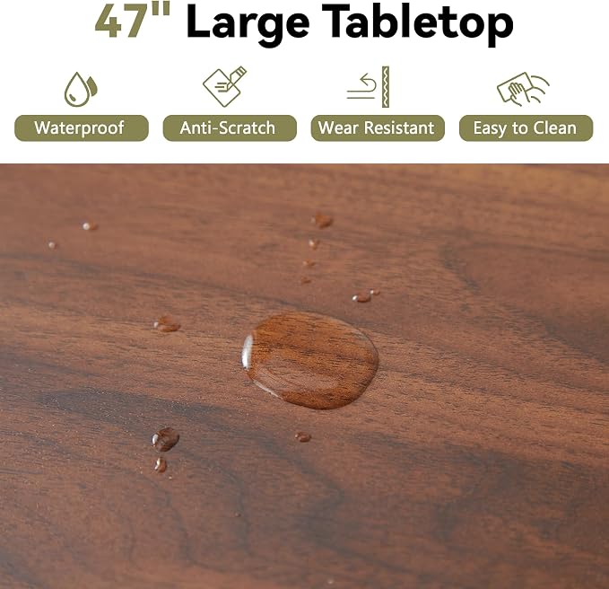 weselon Farmhouse Round Fluted Dining Table for 4, 47 Inch Circle Kitchen Table with Wooden Pedestal Base, Dinner Tables for Home Living Room Kitchen (Walnut)