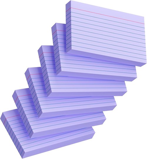 Index Cards - 3x5 Inch Ruled Purple Flash Cards | 300 Sheets for Studying & Organization