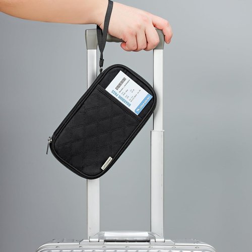 FINDCOZY Travel Passport Holder - Portable Document Organizer Wallet for Family | Black with Multiple Pockets