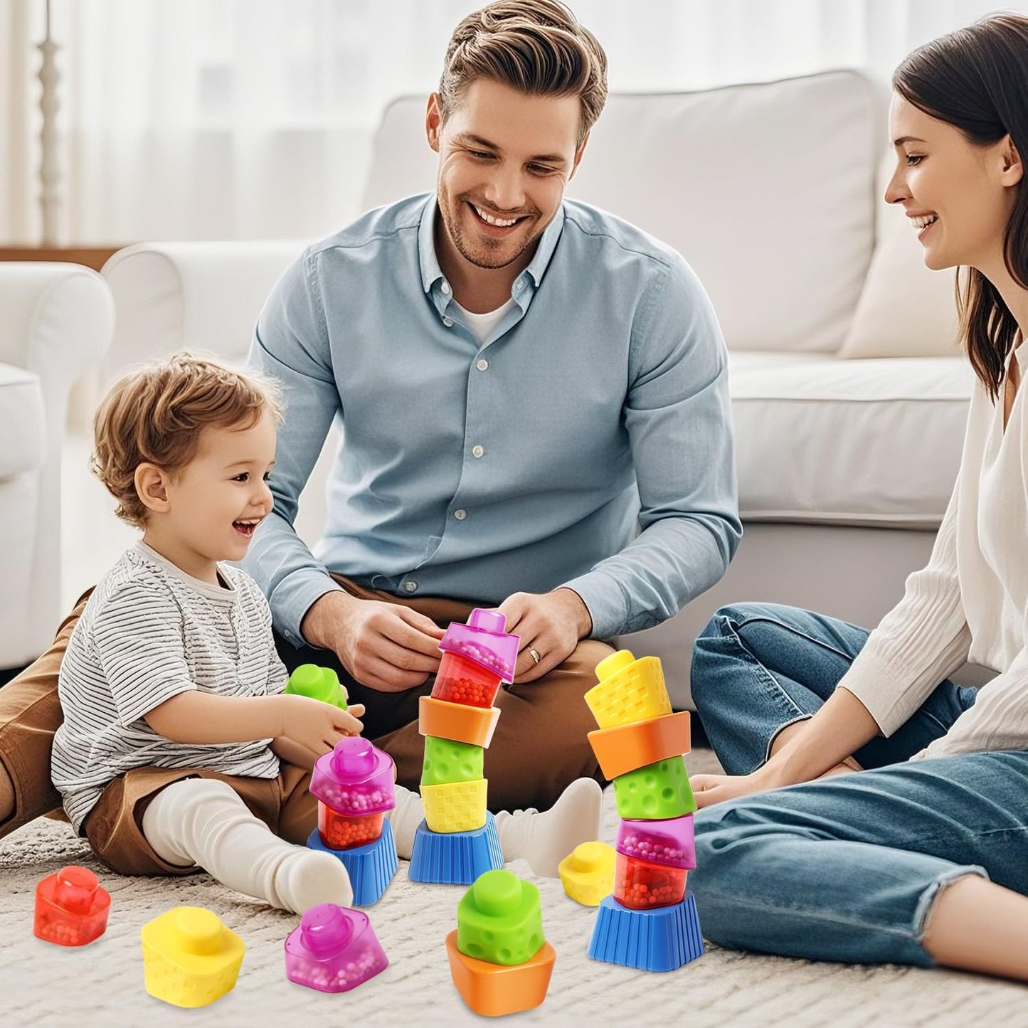 Skiennix Irregular Maracas Stacking Blocks - Montessori Educational Sensory Toy for Kids, 6 PCS Set
